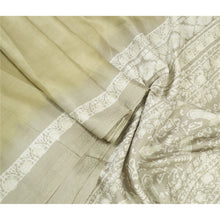 Load image into Gallery viewer, Sanskriti Vintage Sarees Indian Cream Batik Printed Pure Silk Sari Craft Fabric
