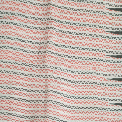 Sanskriti Vintage Sarees Ivory/Black Printed 100% Pure Silk Sari Craft Sustainable Fabric