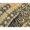 Sanskriti Vintage Sarees Yellow/Black 100% Pure Silk Printed Sari Craft Sustainable Fabric