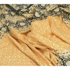 Sanskriti Vintage Sarees Yellow/Black 100% Pure Silk Printed Sari Craft Sustainable Fabric