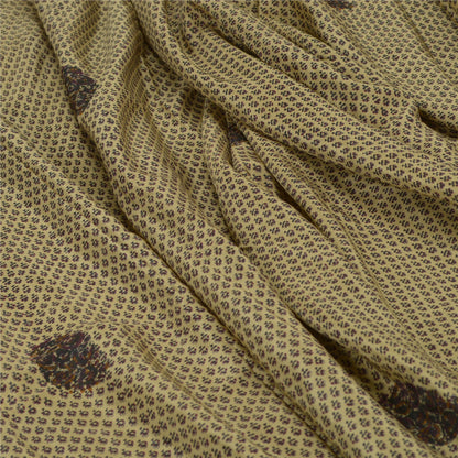 Санскритские винтажные сари бледно-кремового цвета 100% чистый шелк напечатанное сари 5 ярдов ткань для рукоделия устойчивая ткань