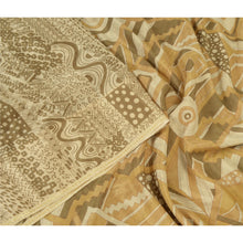 Load image into Gallery viewer, Sanskriti Vintage Sarees Cream 100% Pure Silk Printed Sari 5yd Soft Craft Fabric
