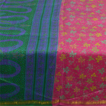 Load image into Gallery viewer, Sanskriti Vintage Sarees Pink Zari Border Pure Silk Printed Sari Craft Fabric
