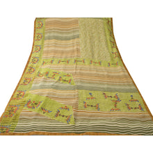Load image into Gallery viewer, Sanskriti Vintage Green Saree Pure Crepe Silk Printed Sari Craft 5Yd Soft Fabric
