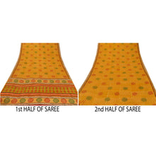 Load image into Gallery viewer, Saffron Saree 100% Pure Crepe Silk Printed Fabric Craft Sari
