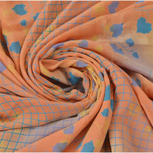 Load image into Gallery viewer, Peach Saree 100% Pure Crepe Silk Printed Sari Fabric Craft
