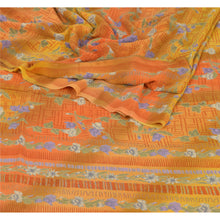 Load image into Gallery viewer, Orange Saree 100% Pure Crepe Silk Printed Fabric Craft Sari
