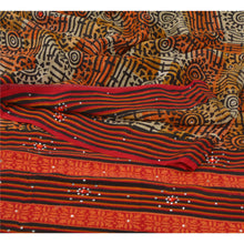 Load image into Gallery viewer, Sanskriti Vintage Orange Saree Pure Crepe Silk Printed Fabric 5Yd Craft Sari
