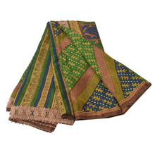 Load image into Gallery viewer, Sanskriti Vintage Printed Saree Pure Crepe Silk Sari Multicolor Fabric 5Yd Craft
