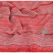 Load image into Gallery viewer, Sanskriti Vintage Red Saree Pure Crepe Silk Printed Sari Soft 5Yd Craft Fabric
