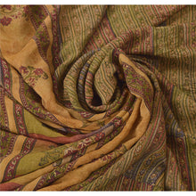 Load image into Gallery viewer, Sanskriti Vintage Sarees 100% Pure Crepe Silk Green Printed Sari Craft Fabric
