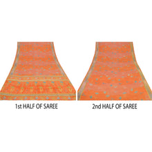 Load image into Gallery viewer, Sanskriti Vintage Orange Saree Pure Crepe Silk Printed Sari 5 Yd Craft Fabric
