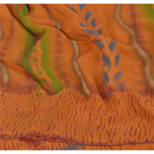 Load image into Gallery viewer, Sanskriti Vintage Orange Saree Pure Crepe Silk Printed Leheria Sari Craft Fabric
