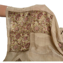Load image into Gallery viewer, Sanskriti Vintage Brown Saree Pure Crepe Silk Printed Sari 5YD Soft Craft Fabric
