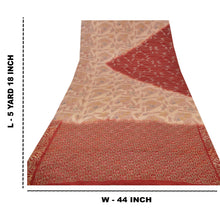 Load image into Gallery viewer, Sanskriti Vintage Peach Indian Sarees Pure Crepe Silk Printed Sari Craft Fabric
