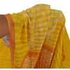 Sanskriti Vintage Yellow Sarees 100% Pure Crepe Silk Printed Sari Craft Sustainable Fabric