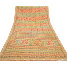 Load image into Gallery viewer, Sanskriti Vintage Cream Sari Pure Crepe Silk Fabric Craft Printed Soft Sarees
