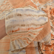Load image into Gallery viewer, Sanskriti Vintage Cream Sarees Pure Crepe Silk Fabric Craft Printed Decor Sari
