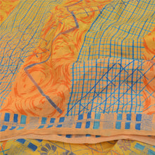 Load image into Gallery viewer, Sanskriti Vintage Yellow Sarees Pure Crepe Silk Printed Sari Decor Craft Fabric
