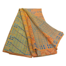 Load image into Gallery viewer, Sanskriti Vintage Yellow Sarees Pure Crepe Silk Printed Sari Decor Craft Fabric
