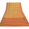 Sanskriti Vintage Mustard Sarees Pure Crepe Silk Printed Sari Craft Sustainable Fabric