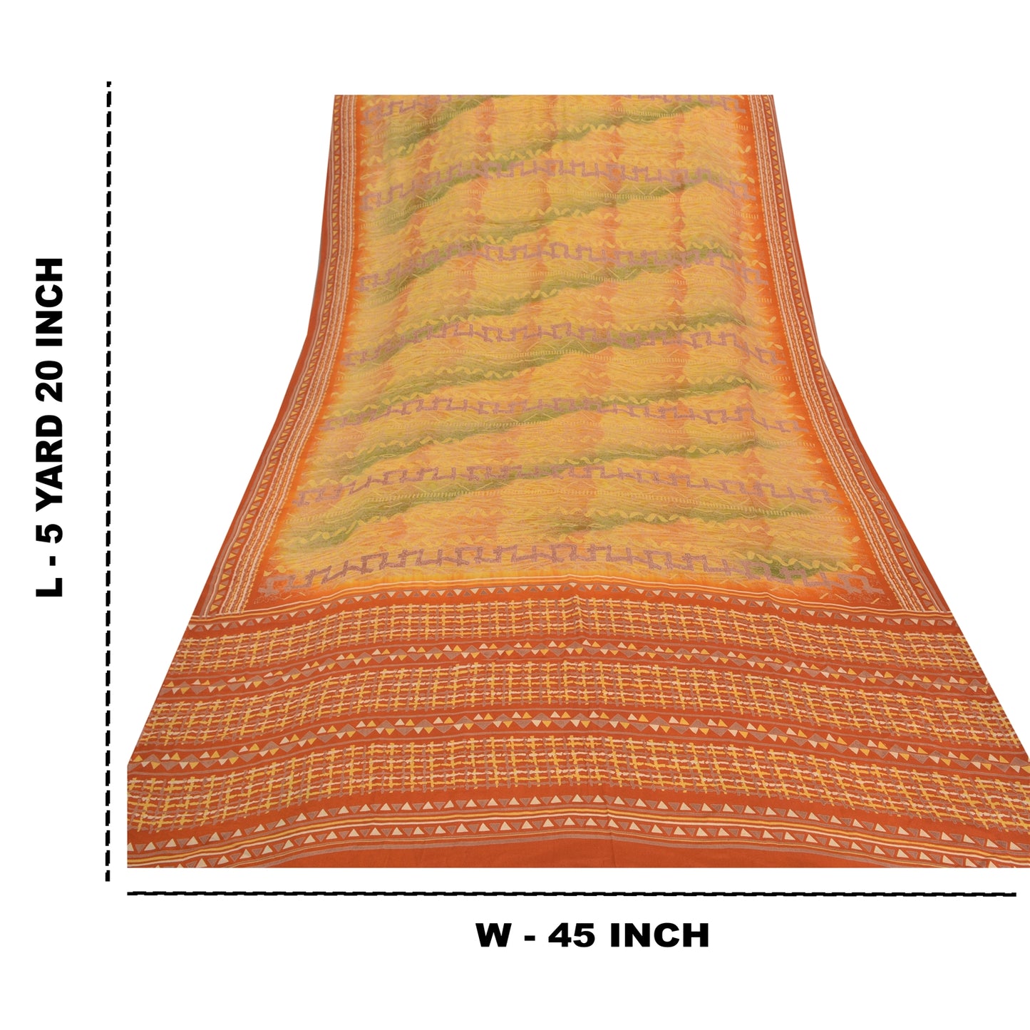 Sanskriti Vintage Mustard Sarees Pure Crepe Silk Printed Sari Craft Sustainable Fabric