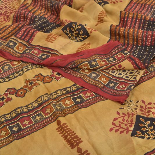 Sanskriti Vintage Suzani Hand Made Sarees Pure Crepe Silk Printed Sari Sustainable Fabric