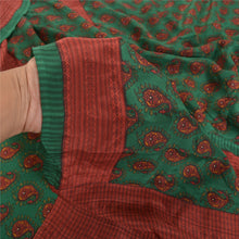 Load image into Gallery viewer, Sanskriti Vintage Green Sarees Indian Pure Crepe Silk Printed Sari Craft Fabric

