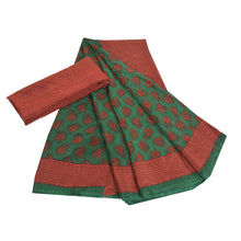 Load image into Gallery viewer, Sanskriti Vintage Green Sarees Indian Pure Crepe Silk Printed Sari Craft Fabric
