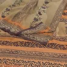 Load image into Gallery viewer, Sanskriti Vintage Brown Sarees 100% Pure Crepe Silk Printed Sari Craft Fabric
