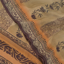 Load image into Gallery viewer, Sanskriti Vintage Brown Sarees 100% Pure Crepe Silk Printed Sari Craft Fabric
