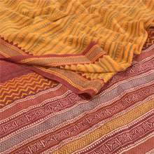 Load image into Gallery viewer, Sanskriti Vintage Mustard Sarees 100% Pure Crepe Silk Printed Sari Craft Fabric
