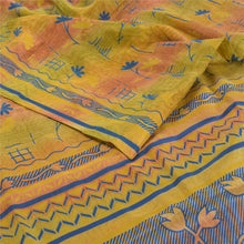 Load image into Gallery viewer, Sanskriti Vintage Green Printed Sarees Pure Crepe Silk Sari Floral Craft Fabric
