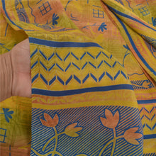 Load image into Gallery viewer, Sanskriti Vintage Green Printed Sarees Pure Crepe Silk Sari Floral Craft Fabric
