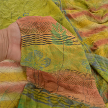 Load image into Gallery viewer, Sanskriti Vintage Green Pure Crepe Silk Sarees Printed Sari Soft Craft Fabric

