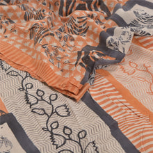 Load image into Gallery viewer, Sanskriti Vintage Peach Indian Sarees Pure Crepe Silk Printed Sari Craft Fabric
