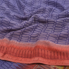 Load image into Gallery viewer, Sanskriti Vintage Purple Sarees Pure Chiffon Silk Printed Sari 5yd Craft Fabric
