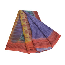 Load image into Gallery viewer, Sanskriti Vintage Purple Sarees Pure Chiffon Silk Printed Sari 5yd Craft Fabric

