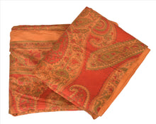 Load image into Gallery viewer, Sanskriti Vintage 100% Pure Silk Saree Orange Printed Sari Paisley Fabric
