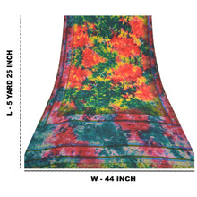 Load image into Gallery viewer, Sanskriti Vintage Tie-Dye Dusty Multi Printed Sarees Pure Crepe Silk Sari Fabric
