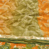Sanskriti Vintage Green Sarees Pure Crepe Silk Printed Sari Craft Sustainable Fabric