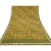 Sanskriti Vintage Green Sarees Pure Crepe Silk Printed Sari Craft Sustainable Fabric