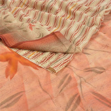 Load image into Gallery viewer, Sanskriti Vintage Peach Indian Pure Crepe Silk Sarees Printed Sari Craft Fabric
