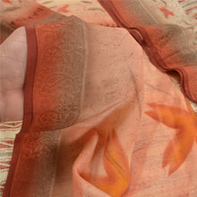 Load image into Gallery viewer, Sanskriti Vintage Peach Indian Pure Crepe Silk Sarees Printed Sari Craft Fabric
