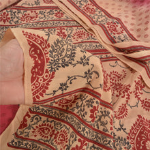 Load image into Gallery viewer, Sanskriti Vintage Dark Red Sarees Pure Crepe Silk Printed Sari Soft Craft Fabric
