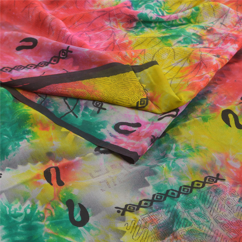 Сари Sanskriti Vintage Multi Tie-Dye Printed Sarees из чистого крепированного шелка для рукоделия из устойчивой ткани