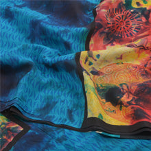 Load image into Gallery viewer, Sanskriti Vintage Multi Tie-Dye Sarees Pure Crepe Silk Printed Sari Craft Fabric

