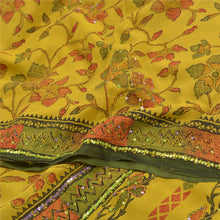 Load image into Gallery viewer, Sanskriti Vintage Green Hand Beaded Sarees Pure Crepe Silk Printed Sari Fabric
