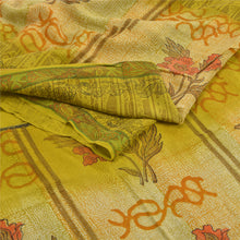 Load image into Gallery viewer, Sanskriti Vintage Green Sarees 100% Pure Crepe Silk Sari Floral 5yd Craft Fabric
