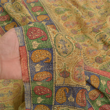 Load image into Gallery viewer, Sanskriti Vintage Beige Sarees Pure Crepe Silk Printed Sari Craft Fabric
